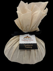Adamstown Pudding Kitchen Traditional Round in calico wrap with ribbon and swing tag
